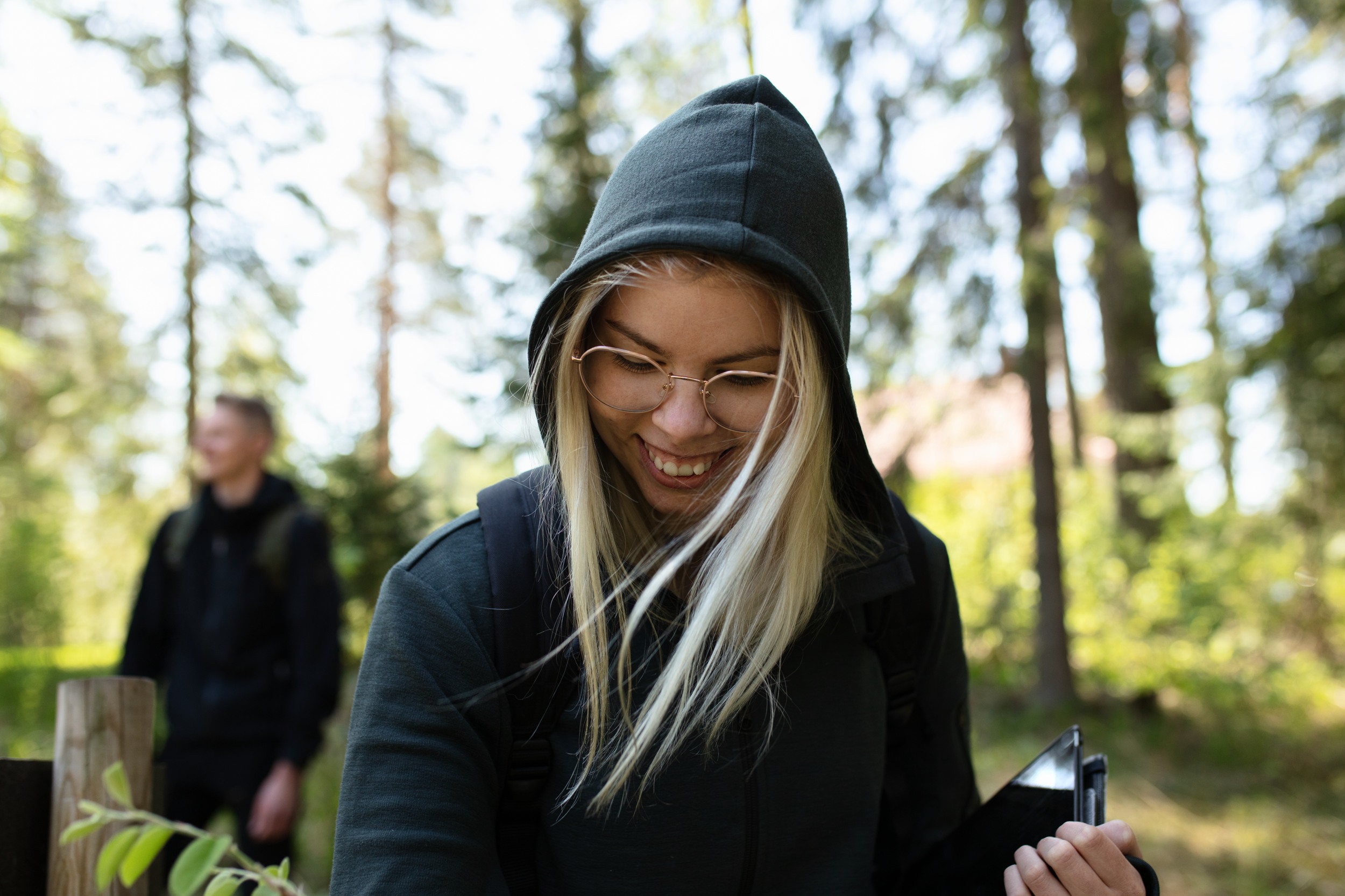 Student in a Finnish forest ready to study at HAMK