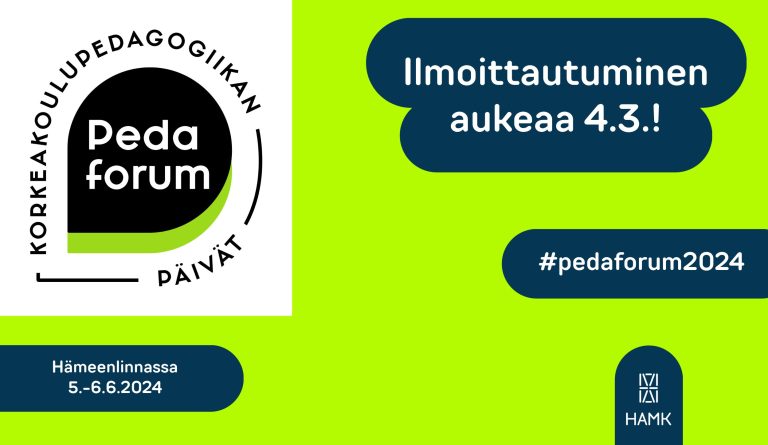 Pedaforumin logo ja kehoitus ilmoittautua