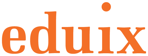 Eduix-logo. Word eduix written in orange font. 