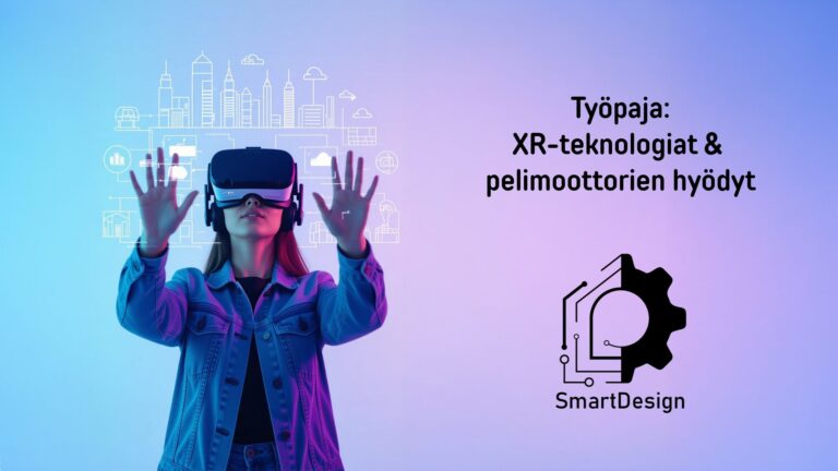 Henkilö VR-lasit päässään sini-lilalla taustalla.