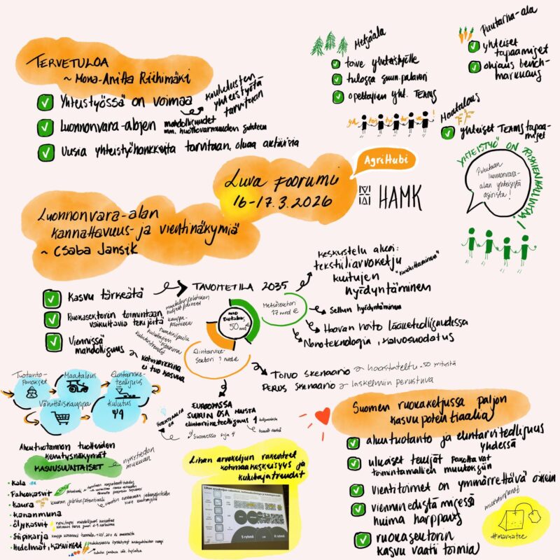 Kuvamuotoiset muistiinpanot foorumin ensimmäiseltä päivältä