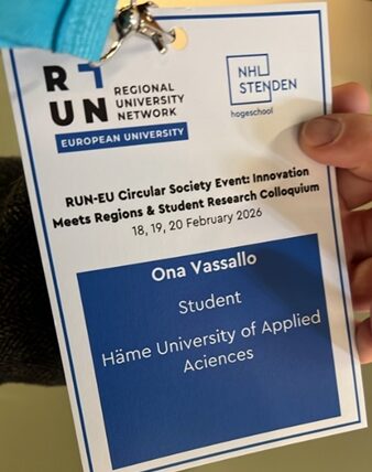 Esittelykortti, jossa lukee Ona Vassalo, student, HAMK